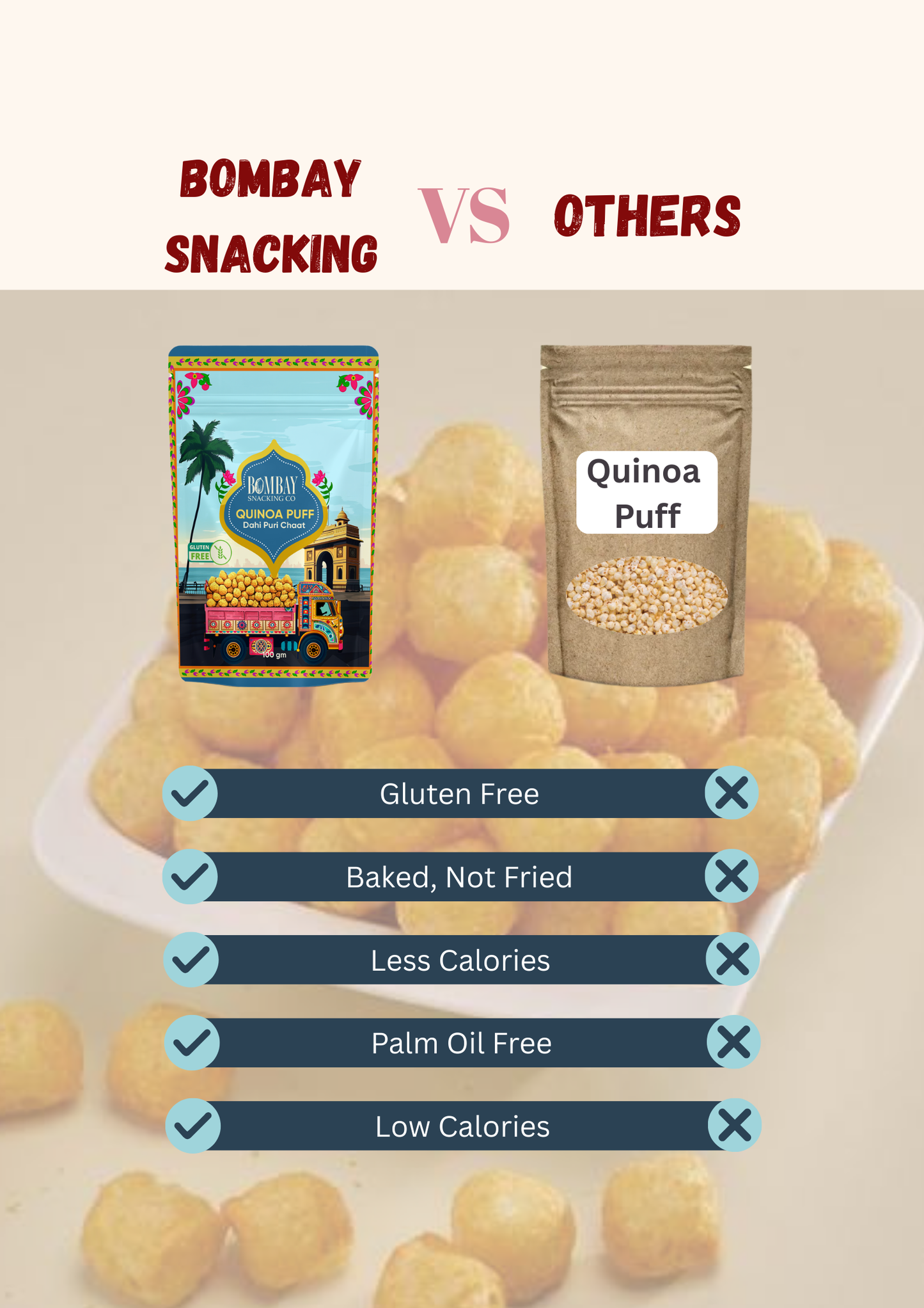 Dahi Puri Quiona puffs : 30Gms