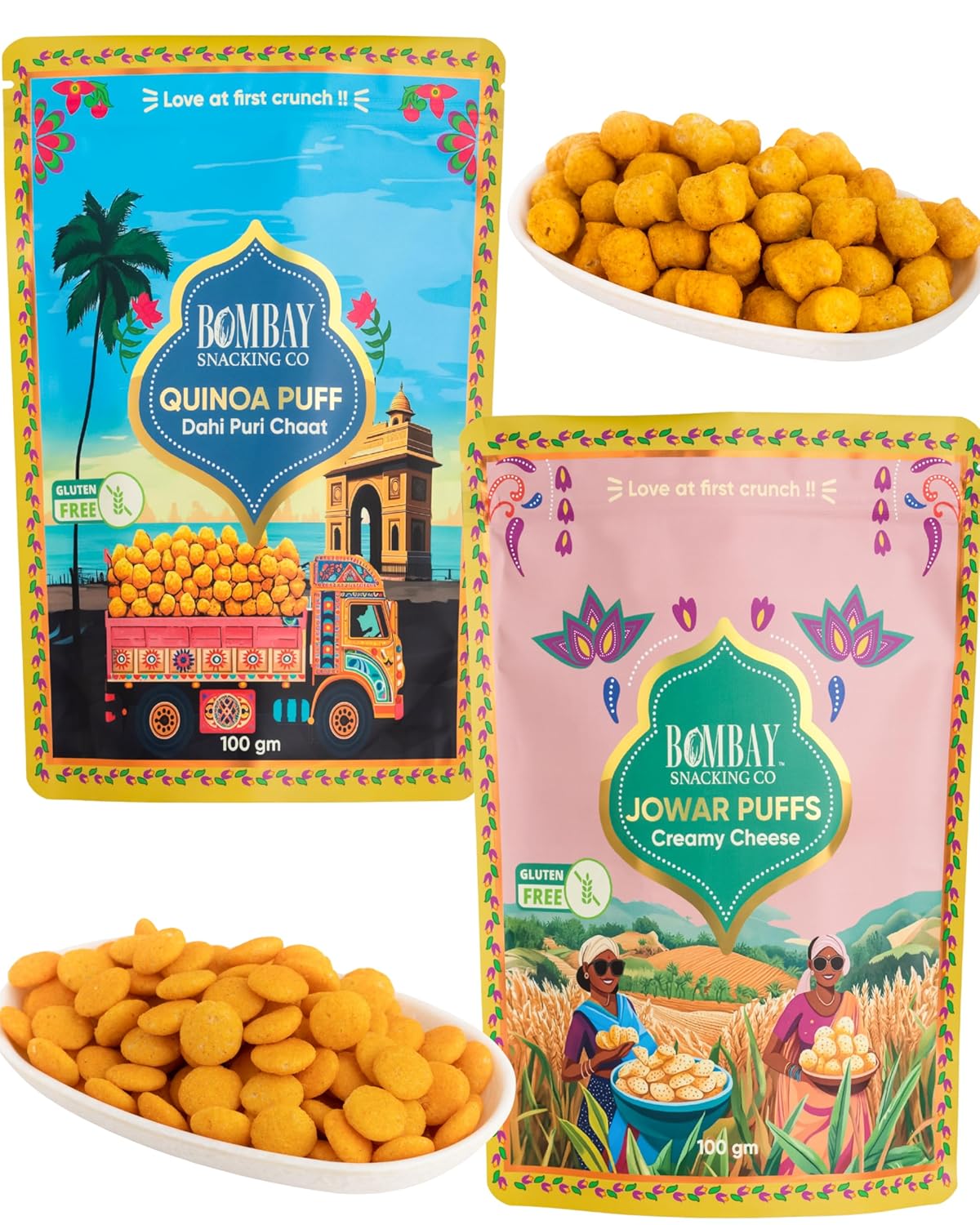 Healthy Puff Combo – Dahi Puri Chaat & Creamy Cheese (100g Each)