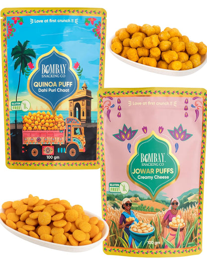Healthy Puff Combo – Dahi Puri Chaat & Creamy Cheese (100g Each)