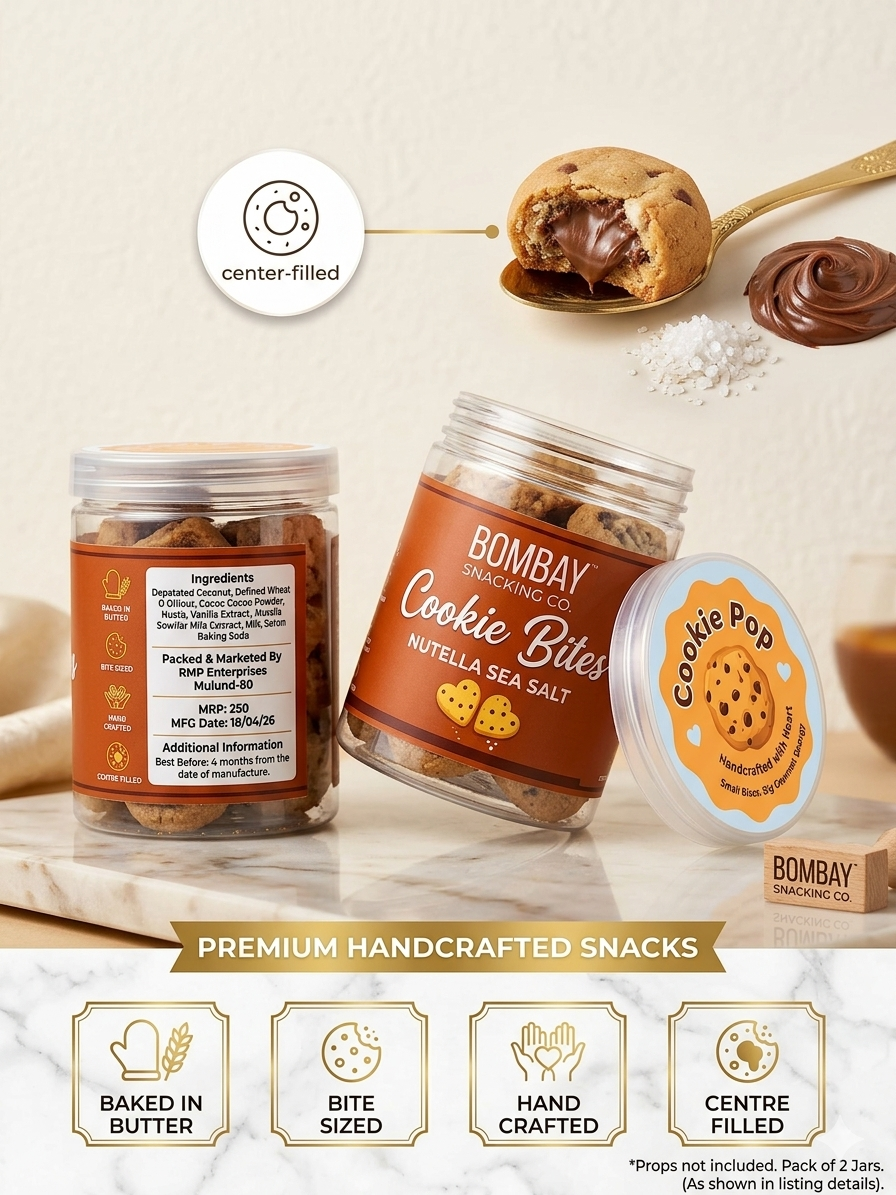 Bombay Snacking Co. | Cookie Bites (Nutella Sea Salt)  Big Gourmet Energy in a Tiny, Irresistible Bite!