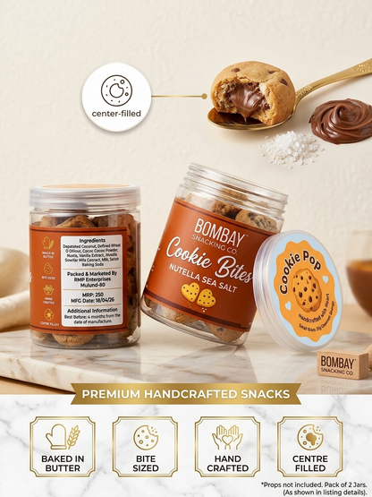 Bombay Snacking Co. | Cookie Bites (Nutella Sea Salt)  Big Gourmet Energy in a Tiny, Irresistible Bite!