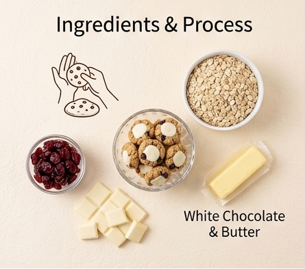 Bombay Snacking Co. | Cranberry Oats White Chocolate Cookie Bites  A Magical Harmony of Tart, Sweet, and Wholesome Goodness!