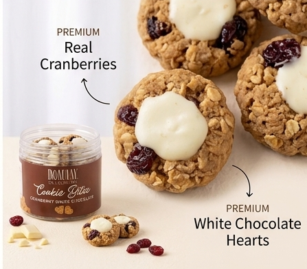 Bombay Snacking Co. | Cranberry Oats White Chocolate Cookie Bites  A Magical Harmony of Tart, Sweet, and Wholesome Goodness!