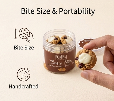 Bombay Snacking Co. | Cranberry Oats White Chocolate Cookie Bites  A Magical Harmony of Tart, Sweet, and Wholesome Goodness!